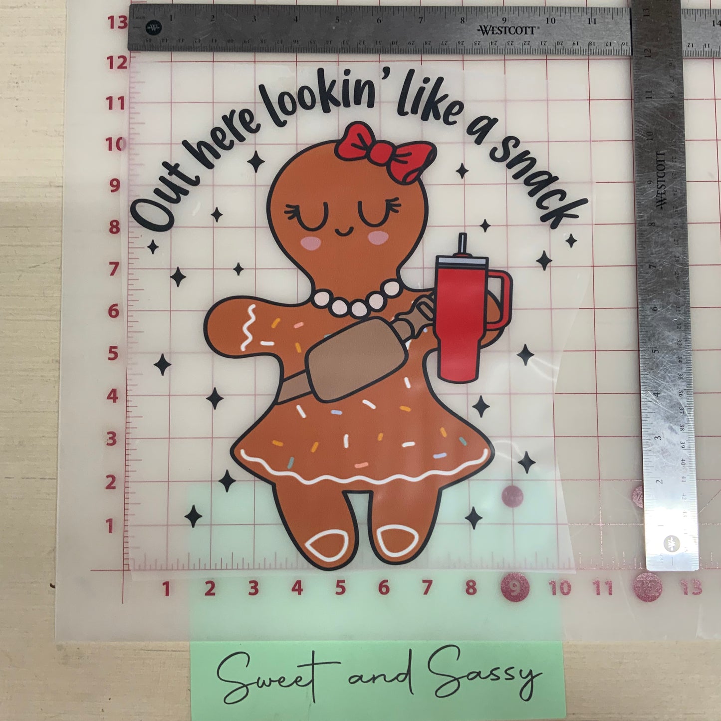 "Lookin like a Snack Gingerbread Girl" DTF Transfer Design