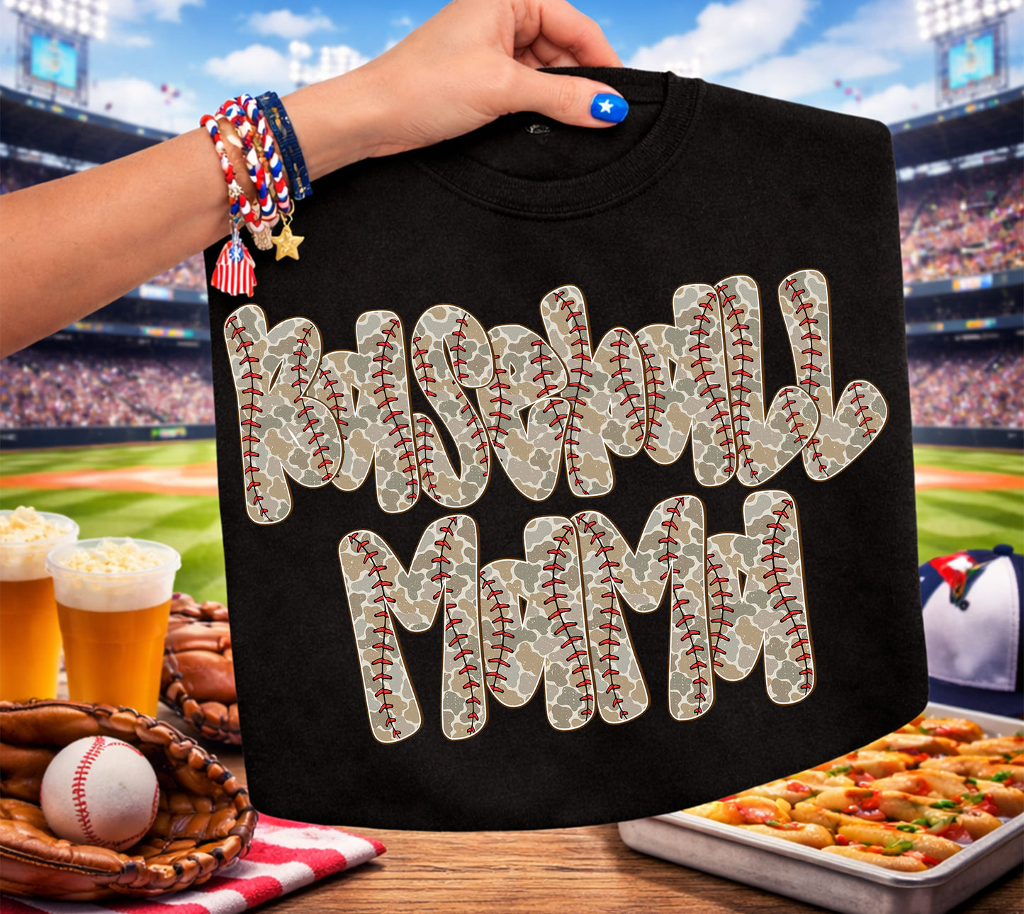 BASEBALL MAMA camo  DTF Transfer Design