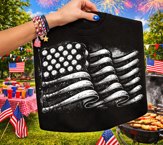 BASEBALL USA FLAG DTF Transfer Design