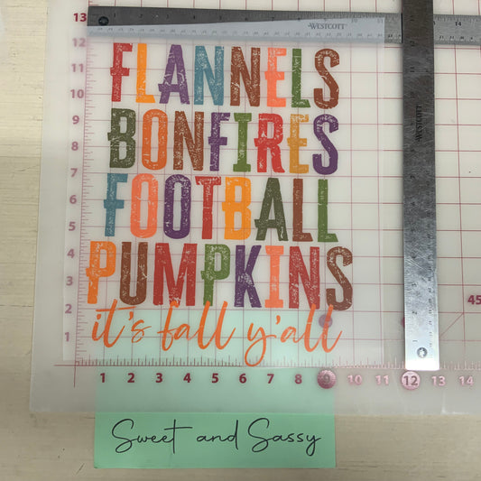 Flannels Bonfires Football It’s Fall Yall DTF Transfer Design
