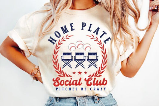 Home Plate Social Club glitter DTF Transfer Design