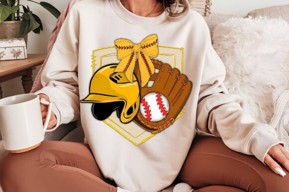 Preppy Baseball coquette bow DTF Transfer Design CF