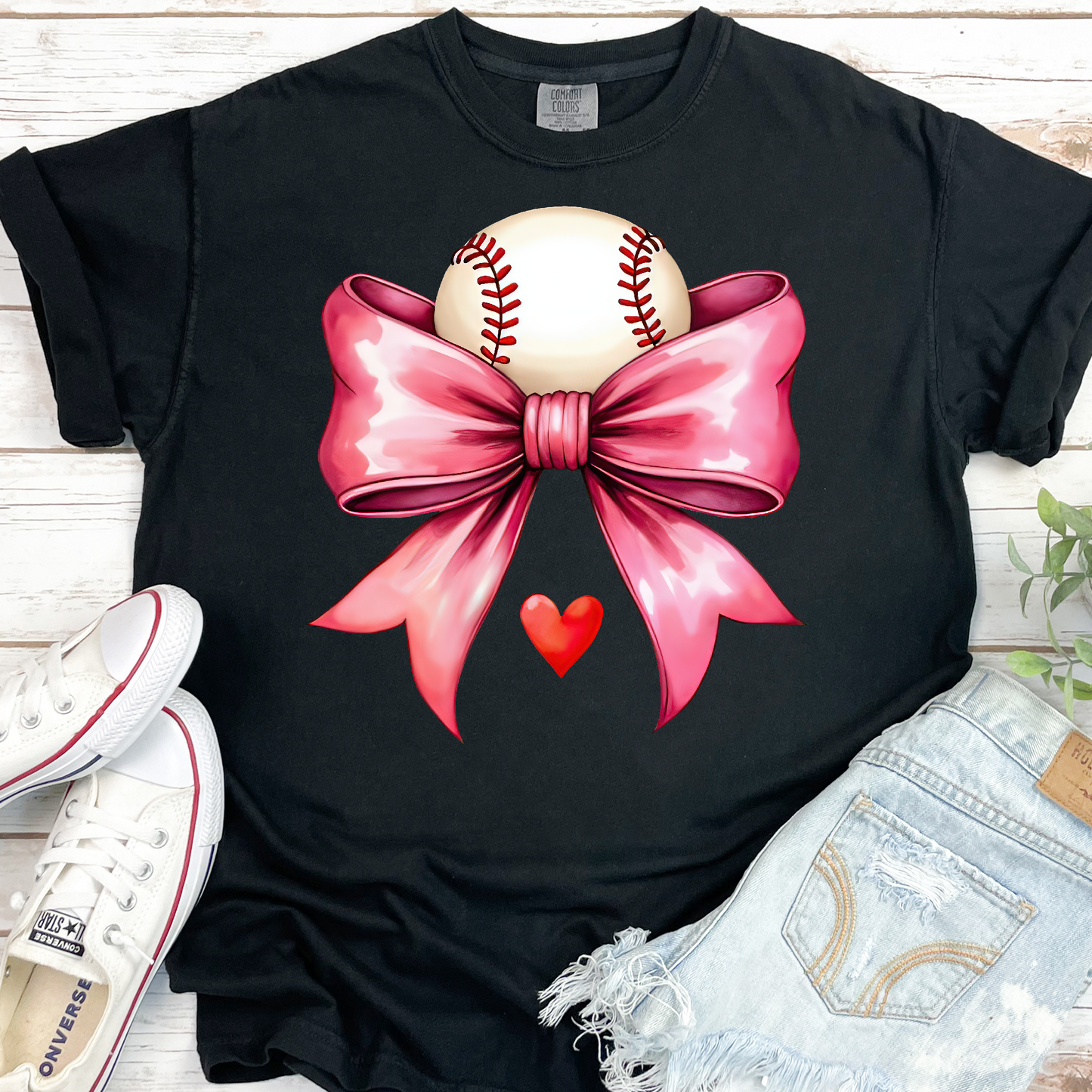 Baseball Pink Coquette Bow DTF Transfer Design