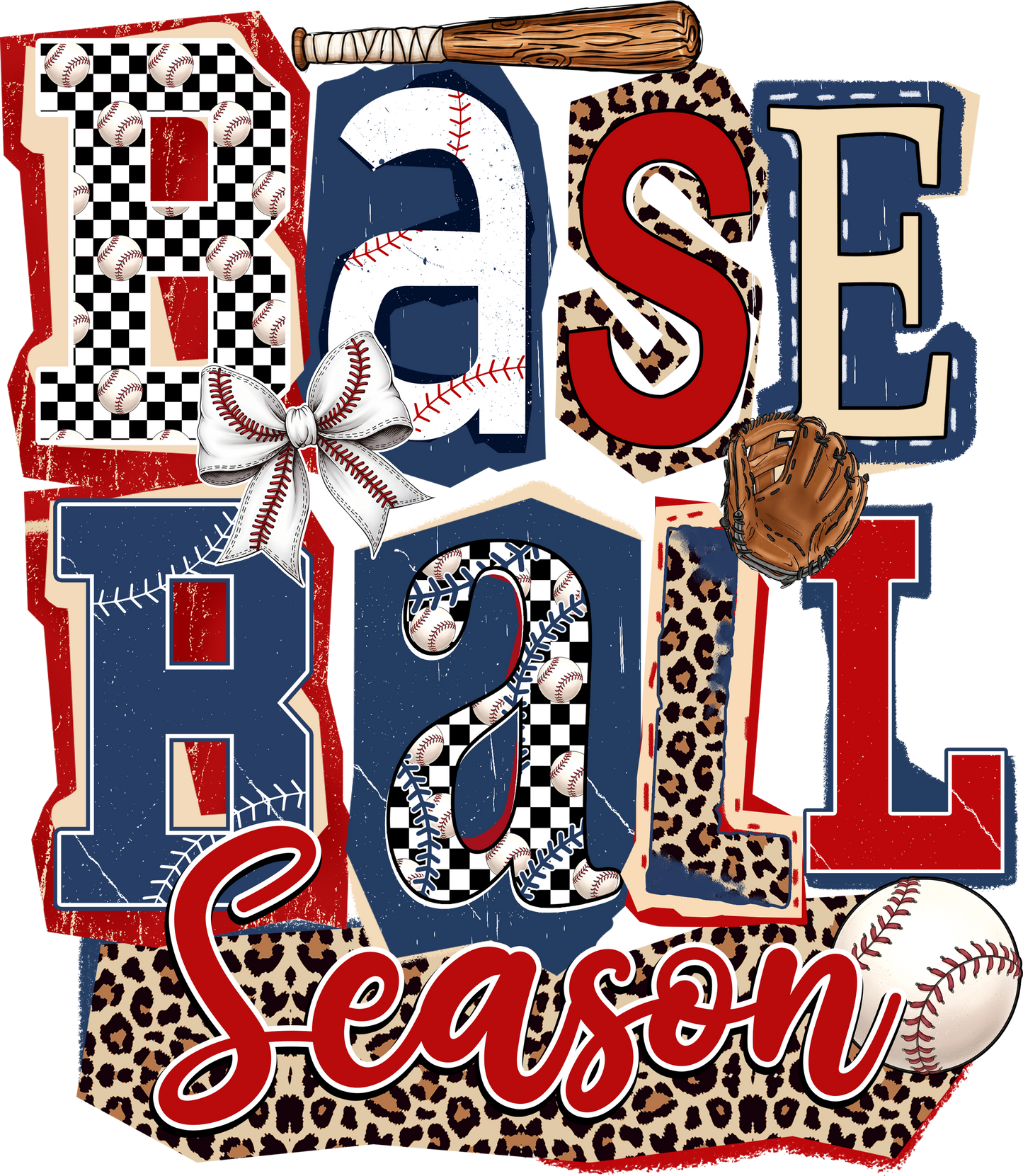 Baseball Season stacked 2 DTF Transfer Design
