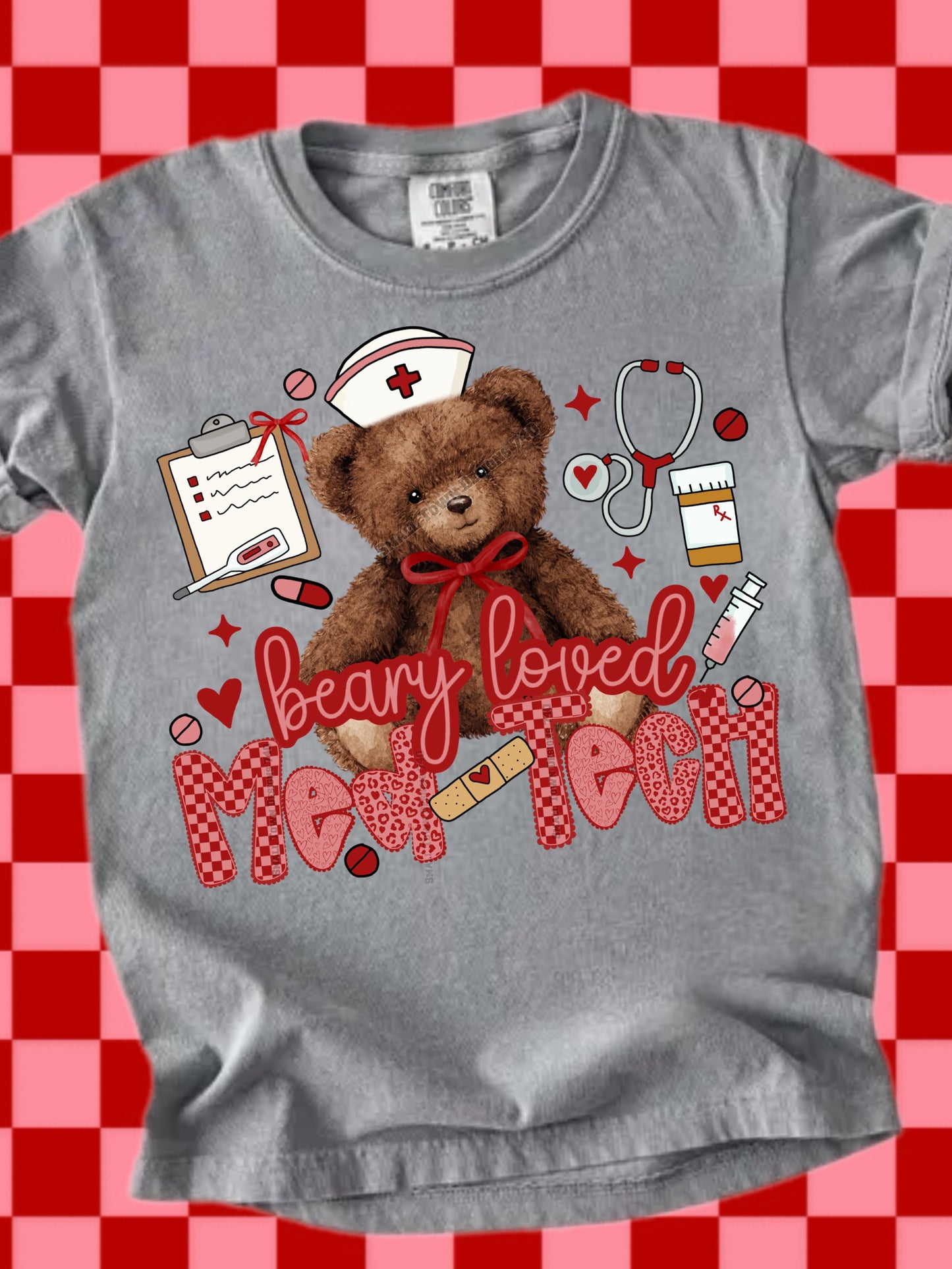 Beary loved med-tech teddy bear DTF Transfer Design