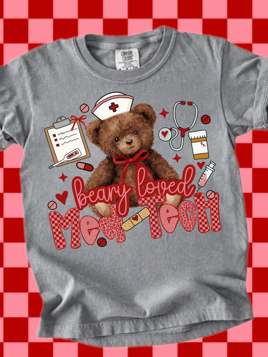 Beary loved med-tech teddy bear DTF Transfer Design