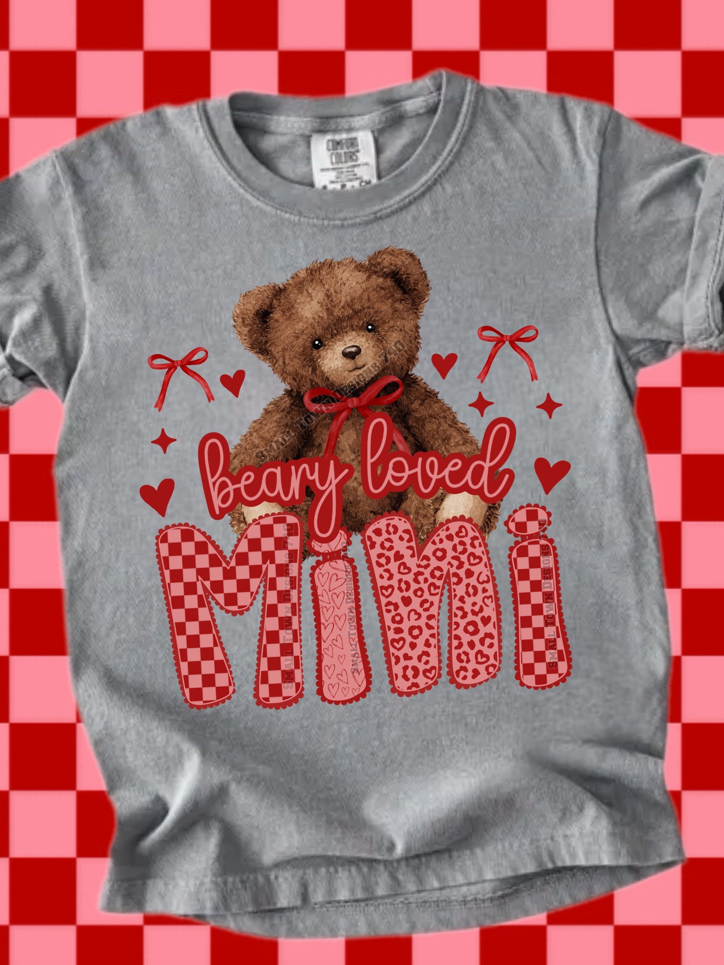 Beary loved (name) teddy bear DTF Transfer Design