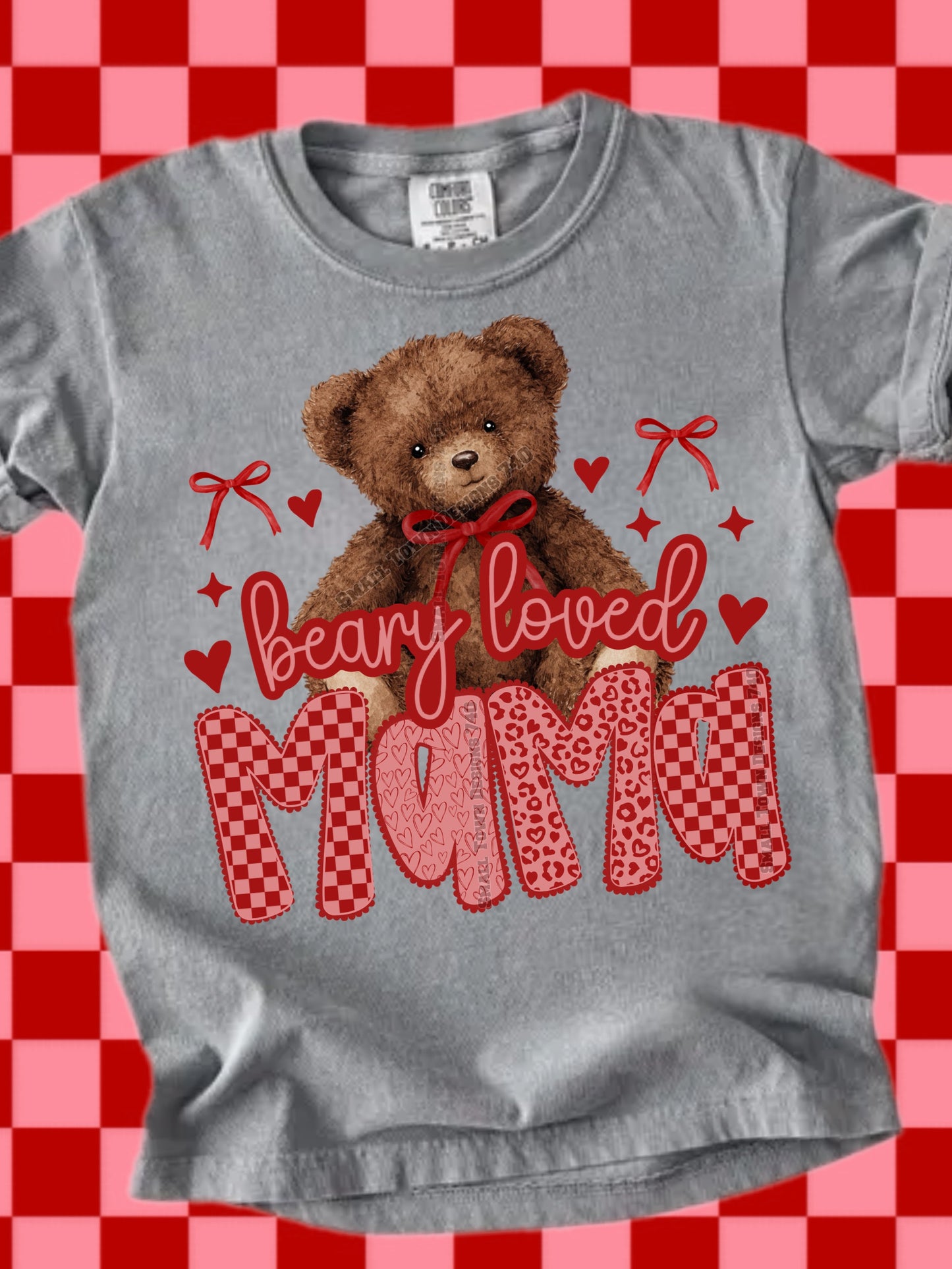 Beary loved (name) teddy bear DTF Transfer Design