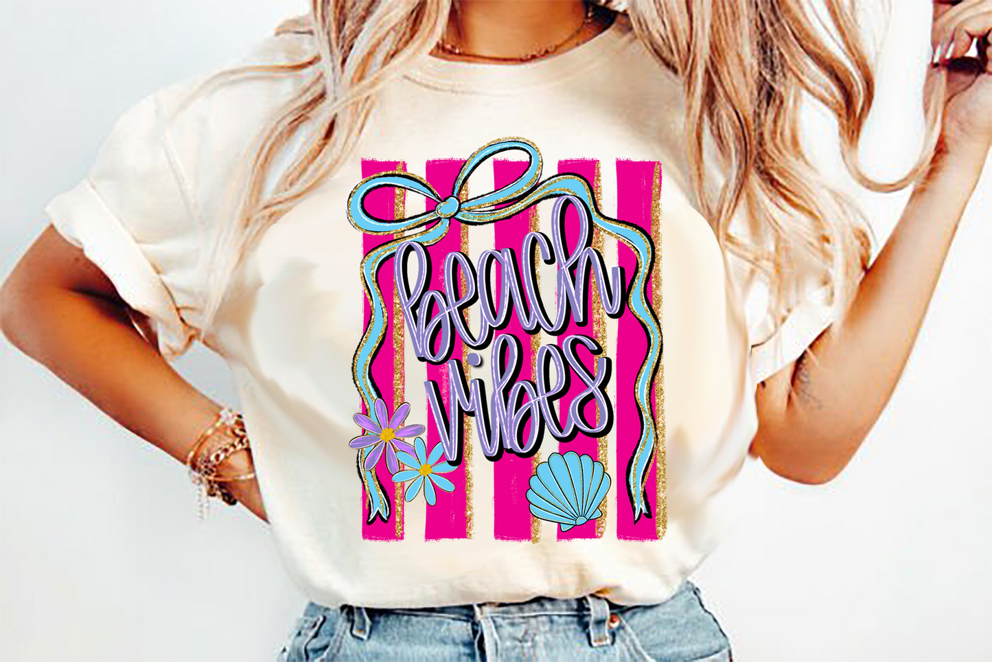 Beach Vibes Stripes DTF Transfer Design