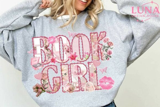 Book Girl girly pink DTF Transfer Design