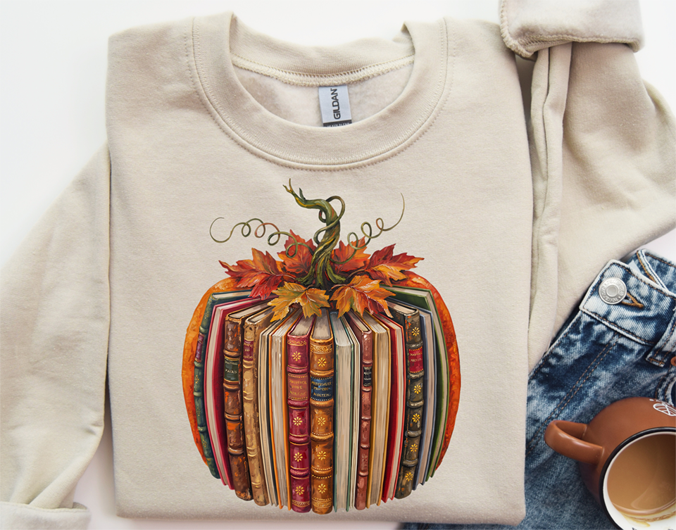 Book pumpkin acrylic paint DTF Transfer Design