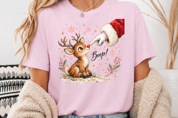 Boop Santa pointing rudolph's nose DTF Transfer Design
