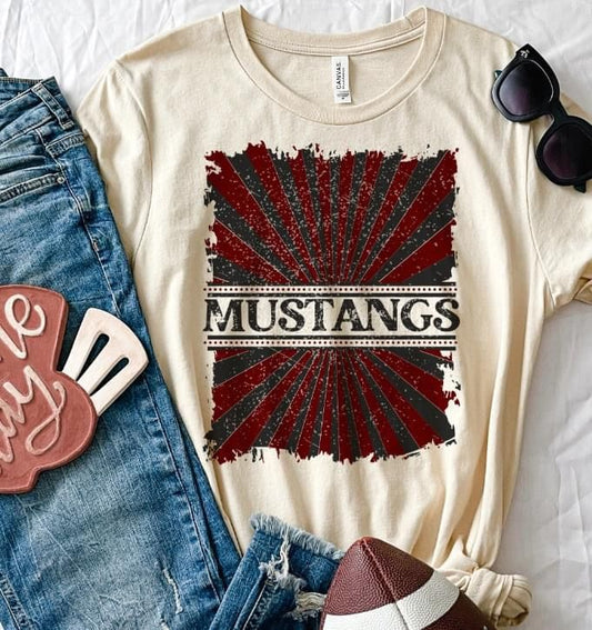 Mustangs Maroon and Black DTF Transfer Design Bev