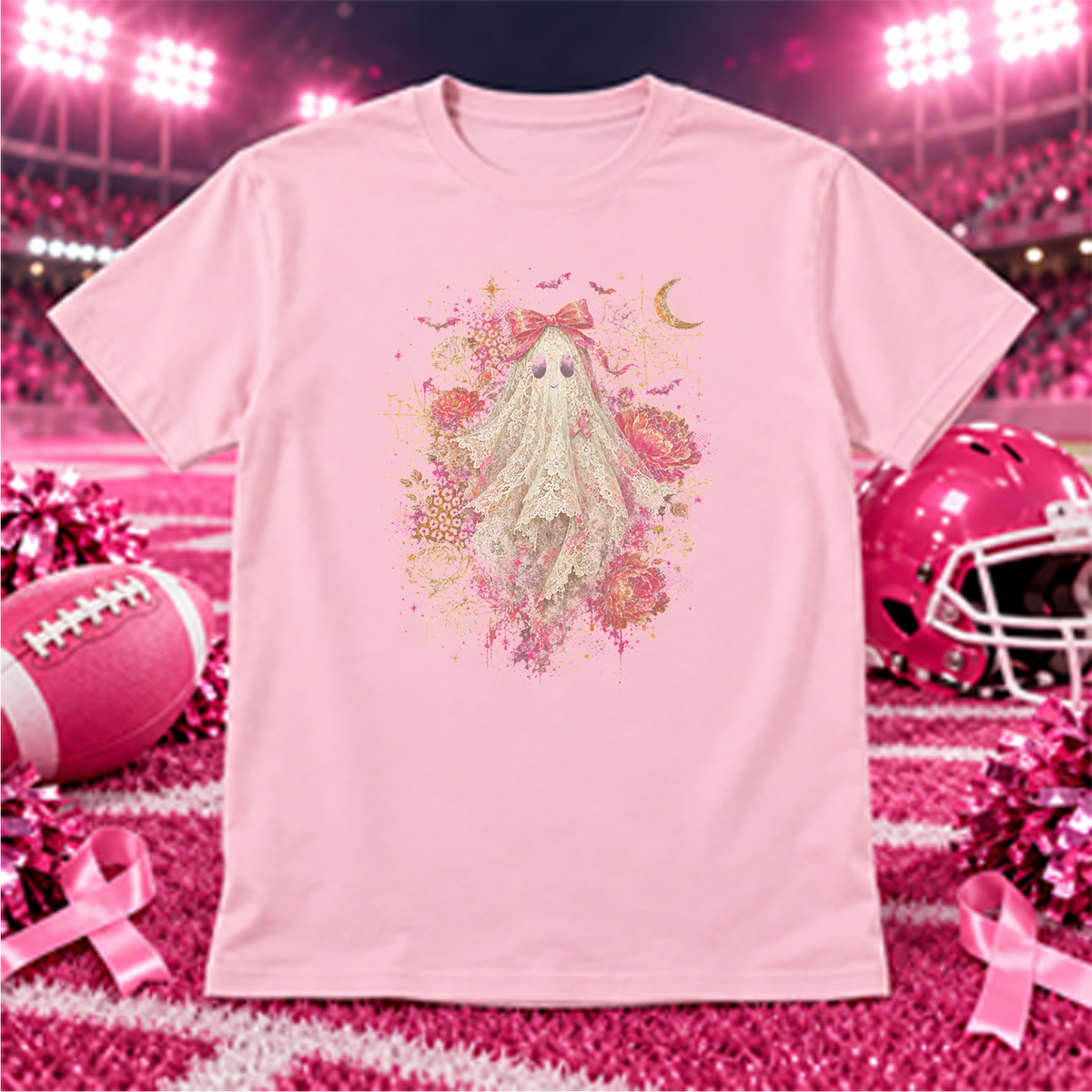 Breast Cancer Awareness Ghost lace DTF Transfer Design