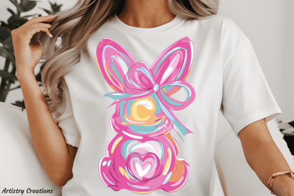 Brushstroke Easter Bunny DTF Transfer Design