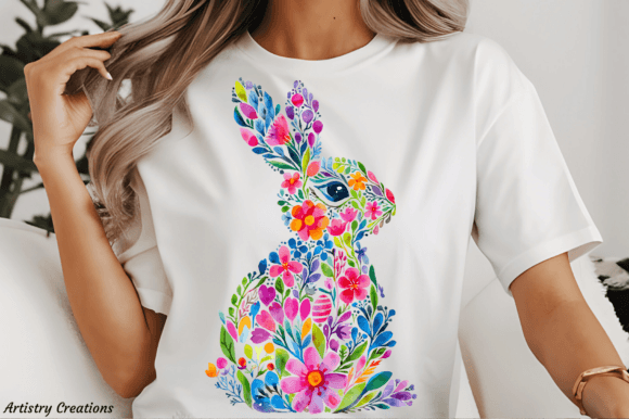 Floral Bunny DTF Transfer Design