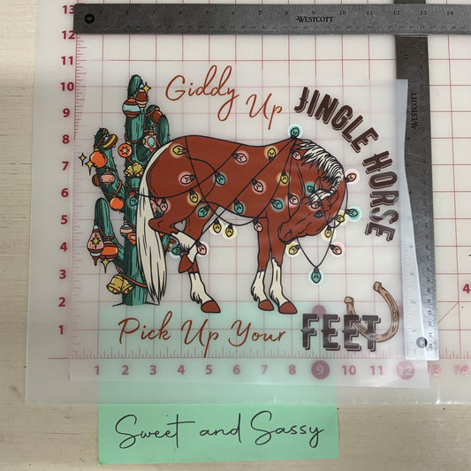 Giddy up Jingle Horse DTF Transfer Design