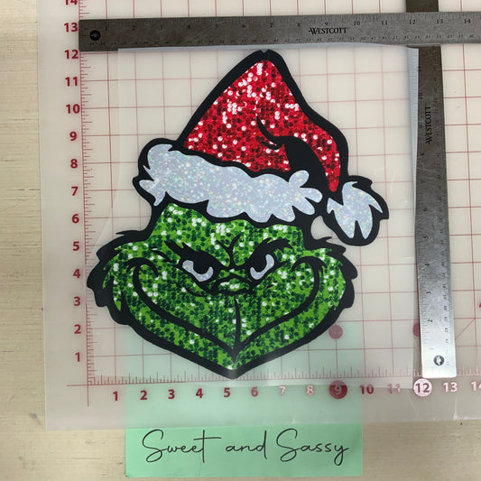 Grinch Glitter DTF Transfer Design