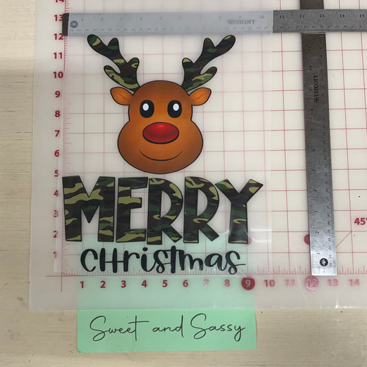 Reindeer Merry Christmas Camo DTF Transfer Design
