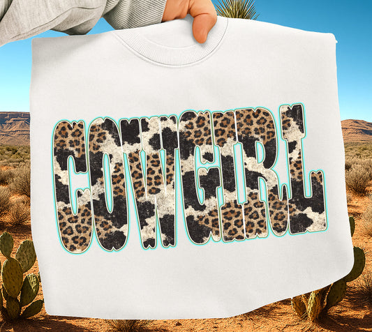 COWGIRL LEOPARD WESTERN DTF Transfer Design