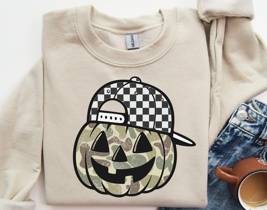 Camo Checkered pumpkin boy DTF Transfer Design