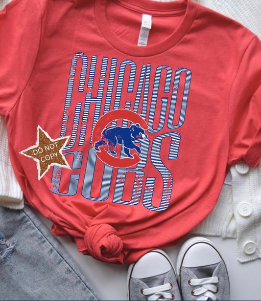 Chicago Cubs slim stripes DTF Transfer Design