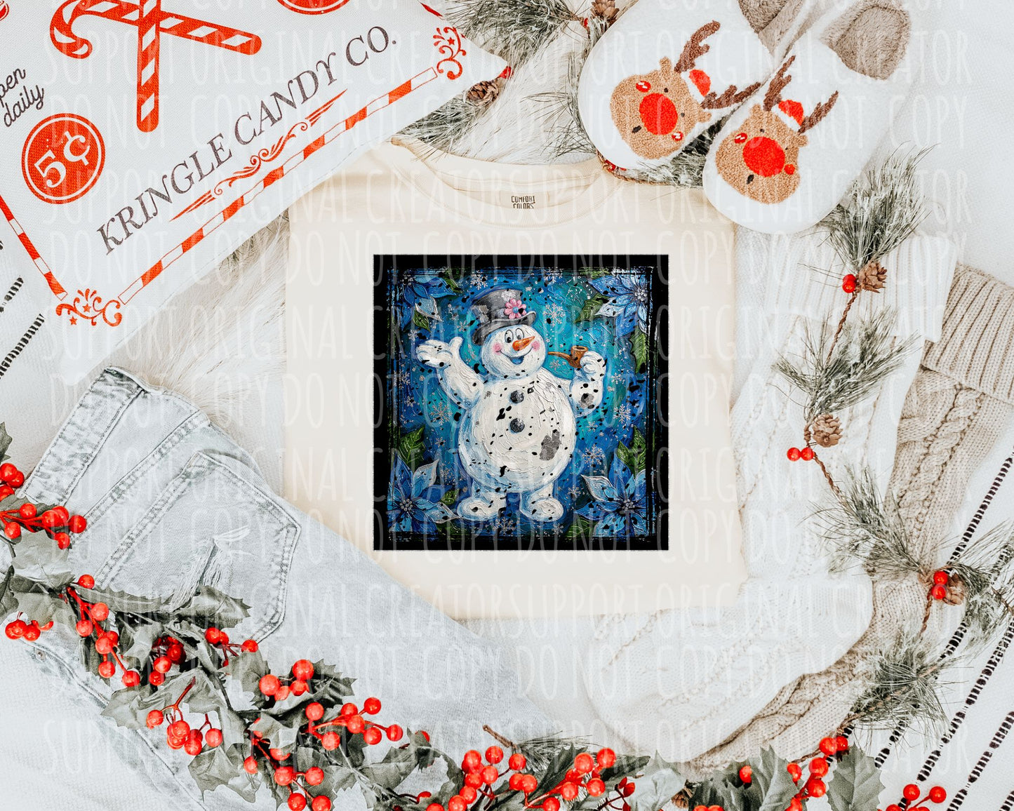 Frosty the snowman Christmas Painting DTF Transfer Design SS
