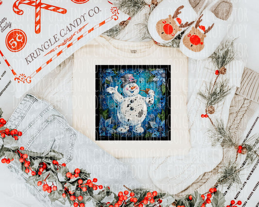 Frosty the snowman Christmas Painting DTF Transfer Design SS