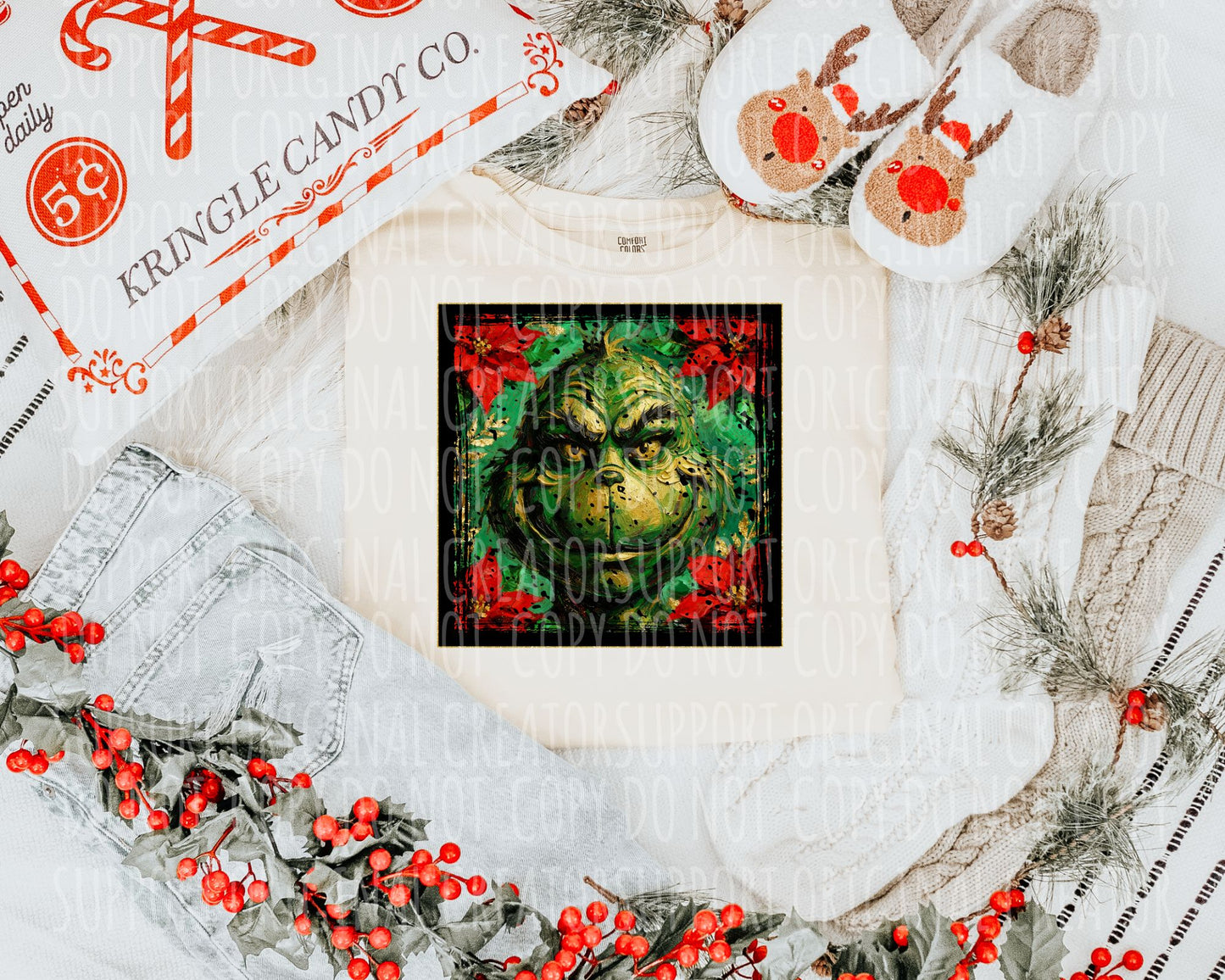 Grinch Christmas Painting DTF Transfer Design SS