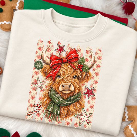 Christmas COW with stripes DTF Transfer Design