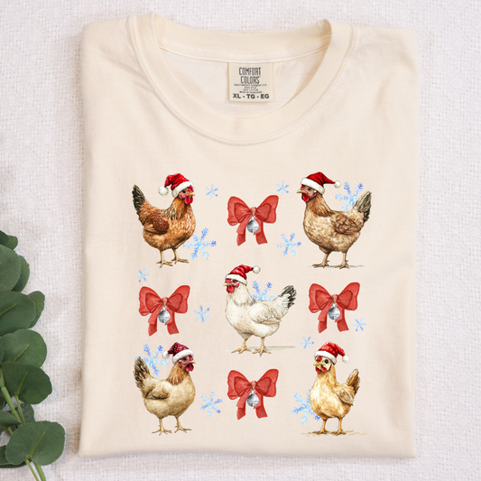 Christmas Chickens DTF Transfer Design