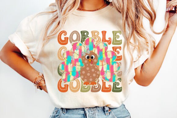 Gobble with brushstrokes Turkey DTF Transfer Design