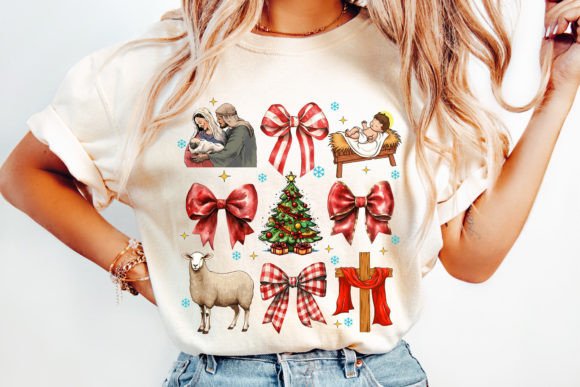 Nativity red bows stacked DTF Transfer Design