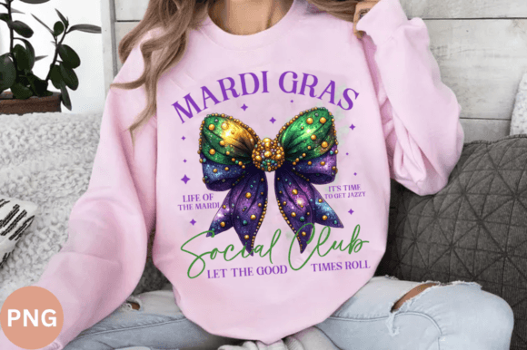 Coquette Mardi Gras Bow  DTF Transfer Design