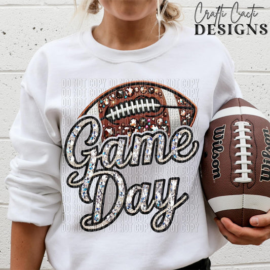 Football Game Day Faux Bling DTF Transfer Design