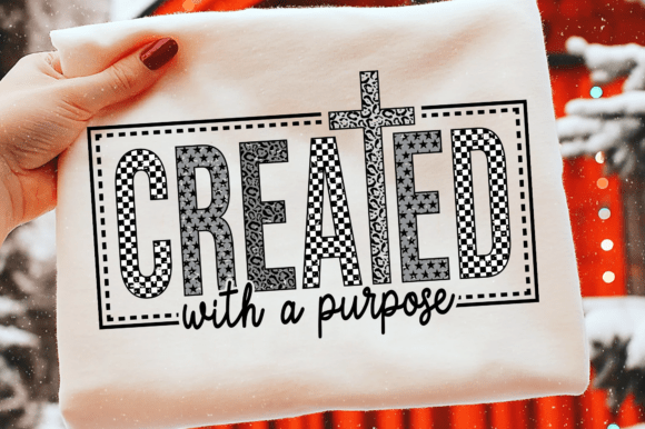 Created With A Purpose checkered stars grunge DTF Transfer Design
