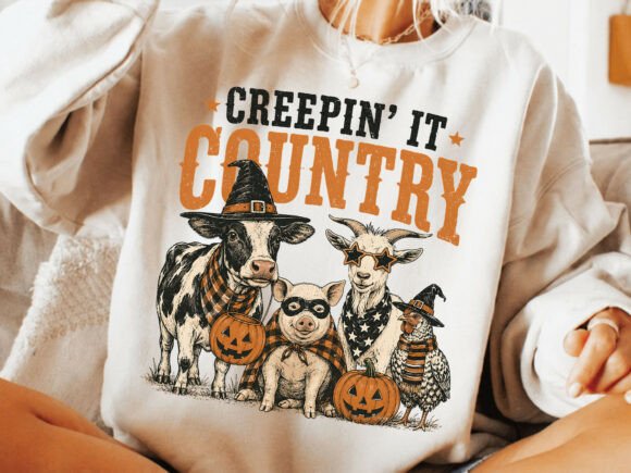 Creepin it Country Halloween DTF Transfer Design