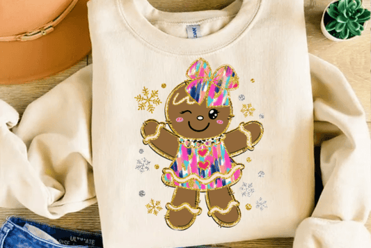 cute gingerbread Brushstroke DTF Transfer Design