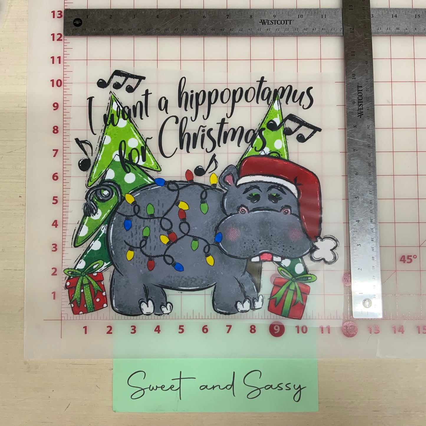 I want a Hippopotamus for Christmas DTF Transfer Design