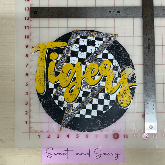 Tigers Checker Lightning bolt DTF Transfer