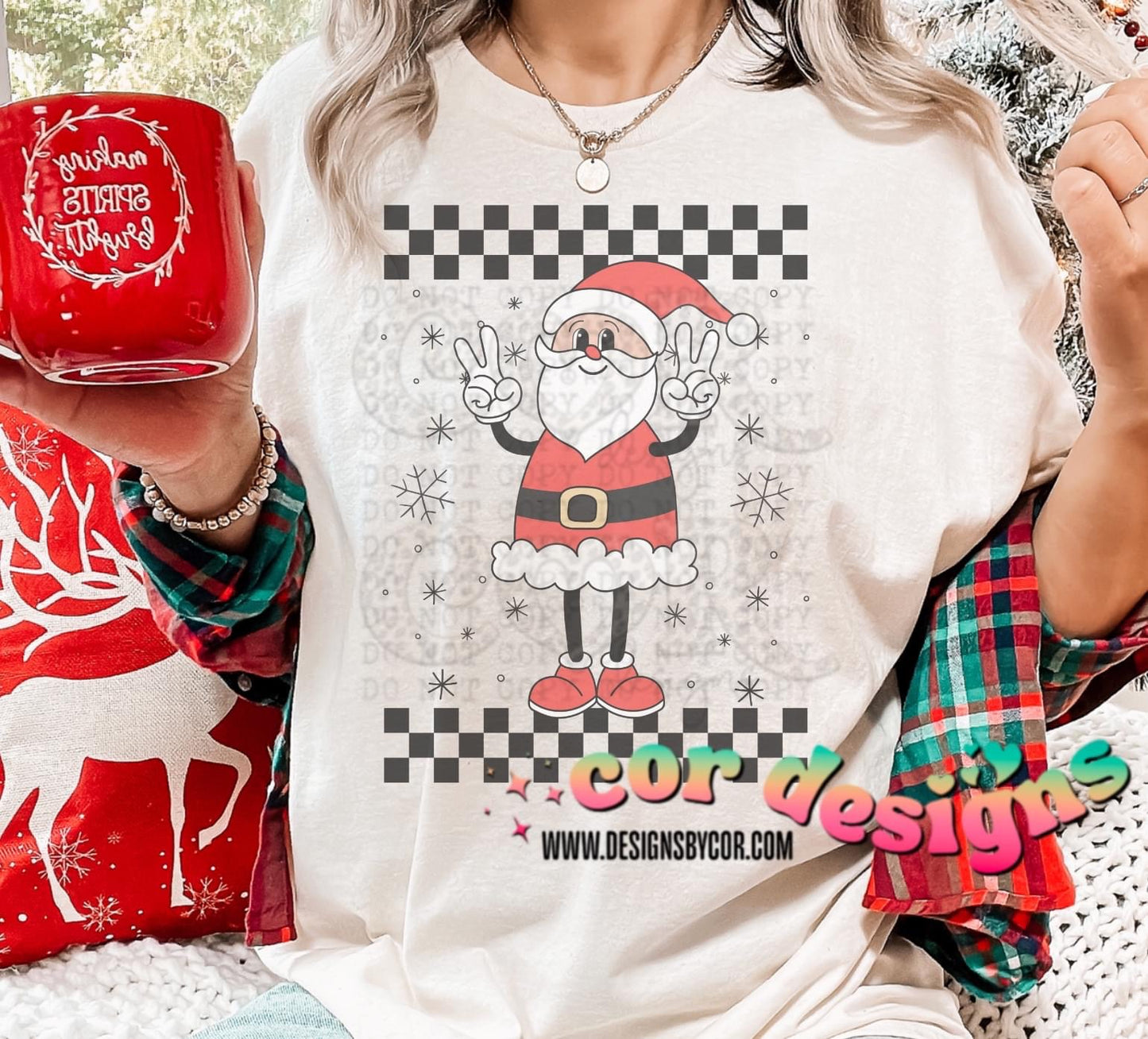 Santa Checkered DTF Transfer Design