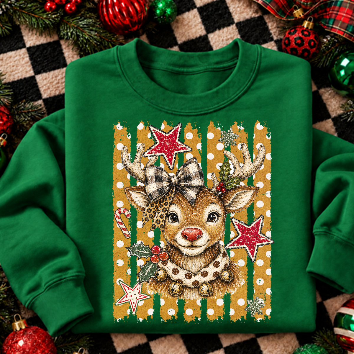 DEER Rudolph with stripes DTF Transfer Design