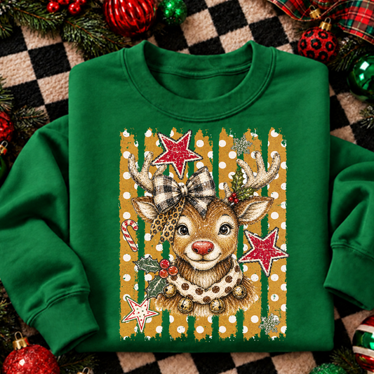 DEER Rudolph with stripes DTF Transfer Design