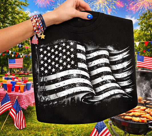 DISTRESSED FLAG DTF Transfer design