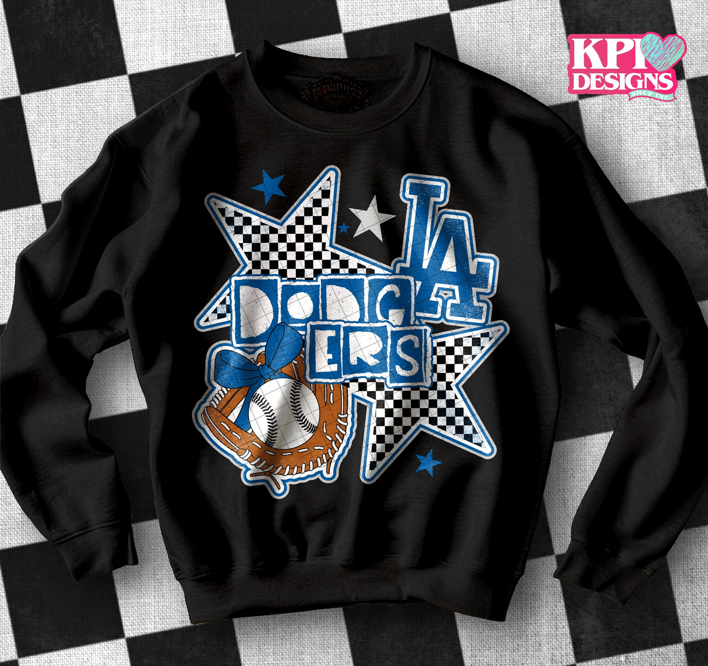 Dodgers Checkered Stars DTF Transfer Design