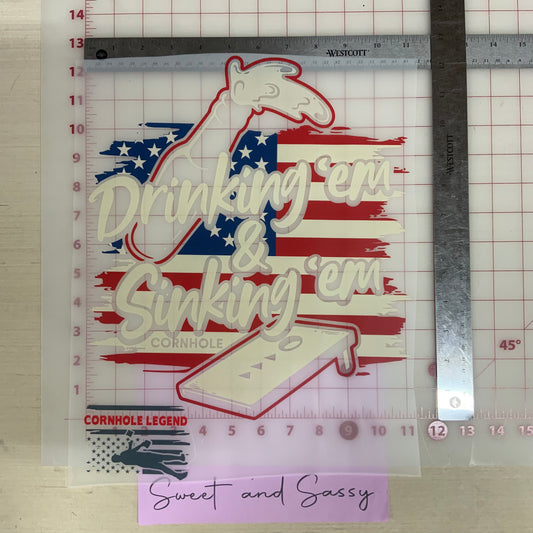Drinking em, Sinking em DTF Transfer Design
