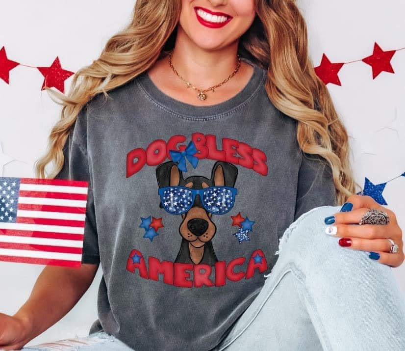 Dog Bless America DTF Transfer Design