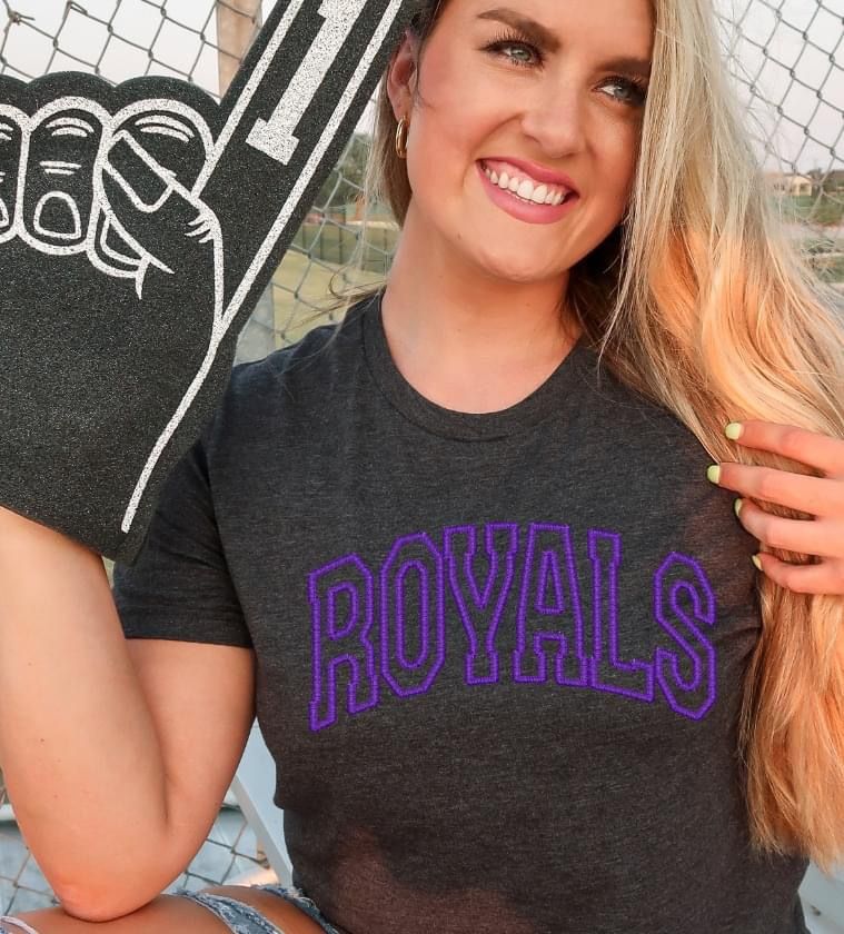 Royals Faux Embroidery Purple DTF Transfer Design Bev
