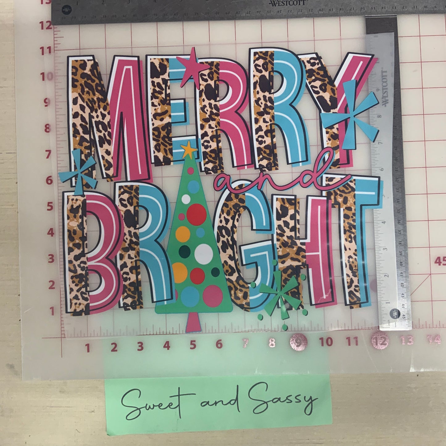 Merry and Bright, leopard DTF Transfer Design