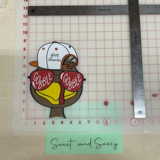 Gobble Gobble Turkey Glasses DTF Transfer Design